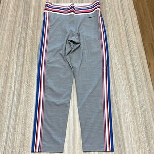 Nike heather gray cropped leggings size medium with red, white and blue band